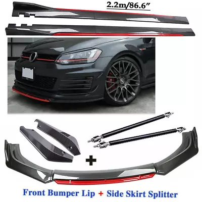 Carbon Fiber Front Bumper Lip Spoiler + Side Skirt Rear For Volkswagen Rabbit • $159.99