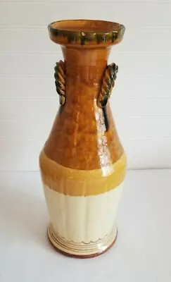 VIETRI Montelupo Italian Pottery Candle Holder 15  Cream Yellow Brown • $98