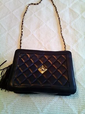 St. John Black Quilted Leather Crossbody • $70