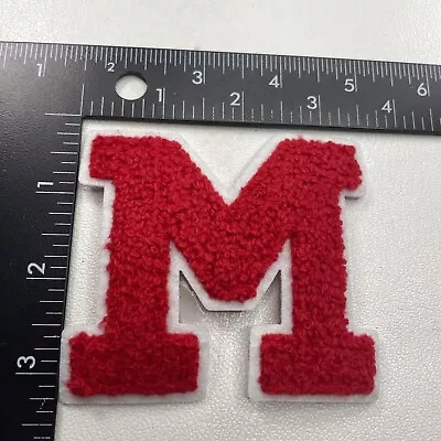 $5.95 • Buy Just Over 3” Tall RED CHENILLE LETTER M Patch “M” Initial 00PX