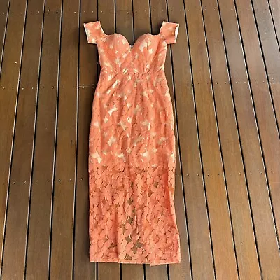 Elle Zeitoune Size 8 Formal Dress Ornage Lace Cocktail Party • $100
