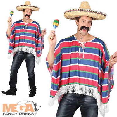 Mexican Poncho Adults Fancy Dress National Western Mens Ladies Costume Accessory • £9.99