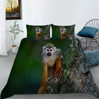 Lovely Squirrel Monkey Forest Quilt Duvet Cover Set Doona Cover Full Bed Linen • $54.99
