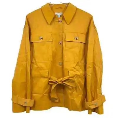 TOPSHOP Rain Jacket 10 Collared Waterproof Tie Waist Pockets Long Sleeve NWT • $55.64