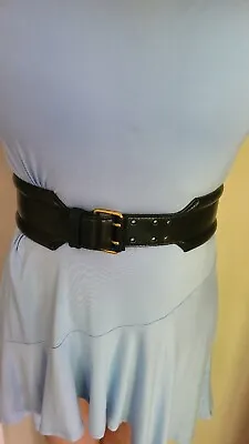 Alexander McQueen Wide Leather Buckle Belt Black New • $215