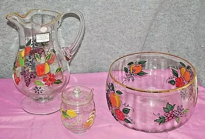 Romania Crystal Pitcher Bowl And Jam Jar With Spoon Fruit Set   M3915 • $224.99