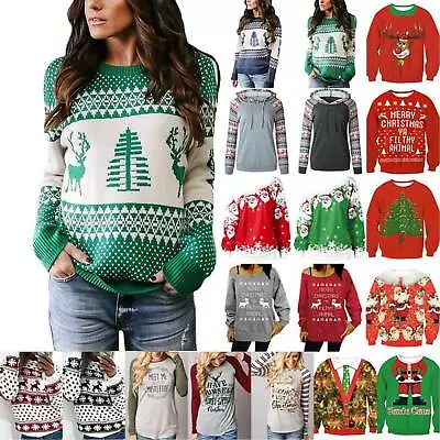 Women Ugly Christmas Sweater Pullover Jumper Sweatshirt Hoodie T-Shirt Xmas Tops • $30.92