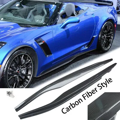 Carbon Look For 2014-2019 Chevy Corvette C7 Z06 Stingray Side Skirts Extensions • $132.99