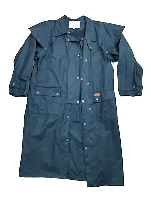 Outback Trading Co Low Rider Duster Mens M Cowboy Trench Coat Black Waxed Canvas • $45