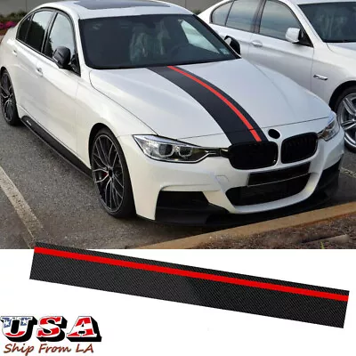 Universal Car Rally Racing Stripes Front Hood 5d Carbon Fiber Decal Wrap Sticker • $13.15