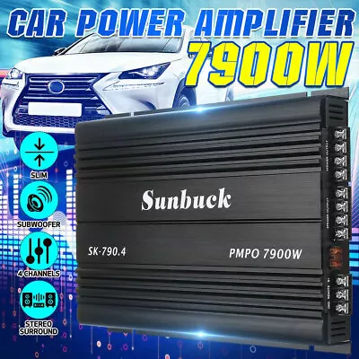 7900W Car Amplifier Stereo Audio Super Bass Power Amp 4 Channel 12V Class A/B • $65.99