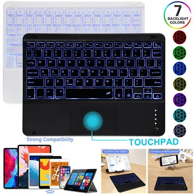 £22.99 • Buy Backlit Bluetooth Wireless Keyboard W/ Touchpad For IPad Samsung Android Tablet