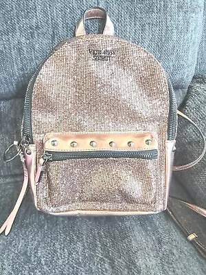 Victoria Secret Metallic Bling Chain Mini City Backpack SEXY Rose Gold Bag • $19.99