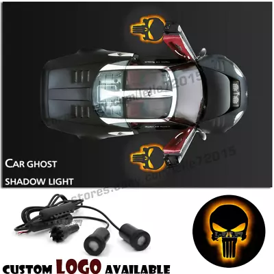 Yellow Punisher Skull Symbol Car Door Projector Ghost Shadow Step Courtesy Light • $17.01