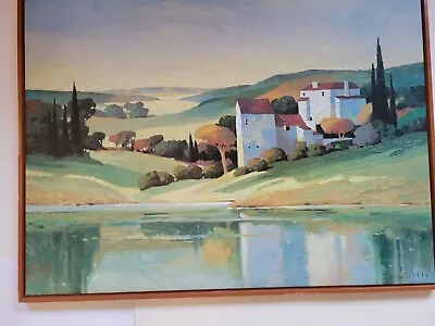 A Painting By MAX HAYSLETTE  Vista Con Casa Y Lago   On Canvas • $350