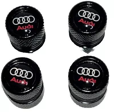 AUDI Gloss Black Tire Wheel Dust Valve Caps S Line A1 A3 A4 A5 A6 A7 - Set Of 4 • $13.99