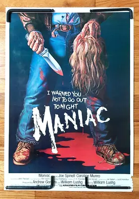 Maniac Poster Media Home Video Store Original 80s Horror Slasher Sleaze Lustig • $124.99