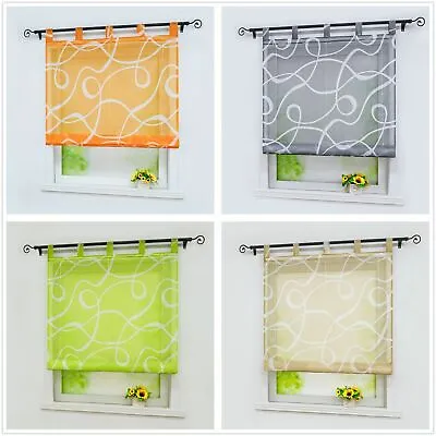 £12.99 • Buy Roman Curtains Blind Shade Window Net Curtain Solid Sheer Liftable Tab Top Voile