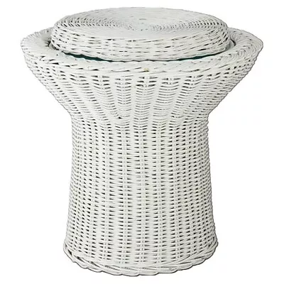 Heywood Wakefield School White Painted Circular Wicker Table 20thC • $440