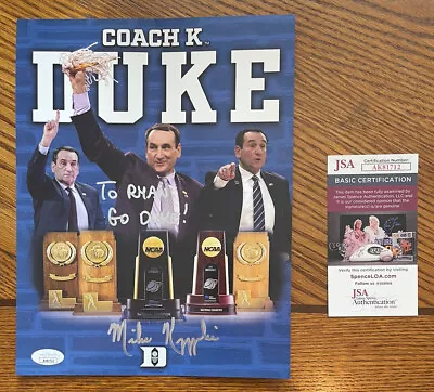 Mike Krzyzewski Duke Basketball Coach K Signed 8.5x11 Photo JSA COA Auto • $59.99