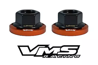 2 Vms Racing Strut Tower Dress Up Orange Washers & Black Flanged Nuts Mitsubishi • $14.95