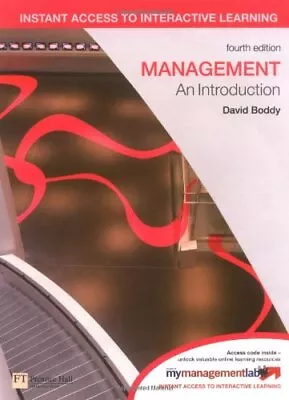 Management: An Introduction By David Boddy. 9780273728566 • £3.50