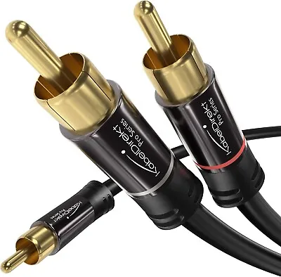 Kabeldirekt 2m Y Subwoofer Audio Cable 1 X Rca To 2 X Rca Pro Series New • £11.95