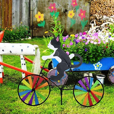 Windmill Rainbow Cat Dog Animal  Bicycle Wind Spinner Outdoor Garden Lawn Orname • £13.95