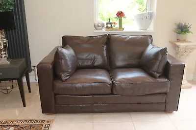 Quality Collins And Hayes Brown Leather Sofa New Costs £3200 • £990
