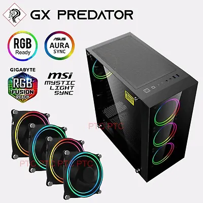 $258 • Buy GX Draco Mid-Tower ATX Computer PC Gaming Case Dual-Tempered Glass RGB Fan 850w 