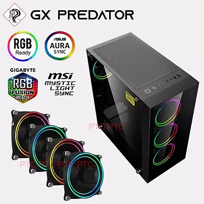 Tempered Glass ARGB Gaming Tower Draco ATX MATX ITX Computer PC Case Silent PSU • $128