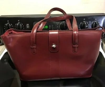 Franklin Covey Leather Business Organizer Tote Laptop Bag Briefcase Burgundy Red • $22