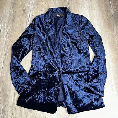 Lulus Women’s Style Report Navy Blue Crushed Velvet Blazer Medium Single Button • $34.88