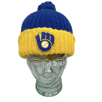 Milwaukee Brewers Vintage Beanie Knit Stocking Hat Cap Adult Blue & Yellow MLB • $23.99
