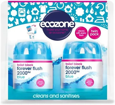 Ecozone Forever Flush 2000 Blue Toilet Blocks Cistern Capsules Clea (Set Of2) • £9.99