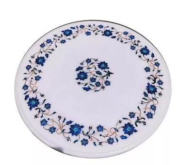 18  Marble Table Top Inlay Lapis Pietra Dura Floral Art Handmade Inlay Decor • $359.92