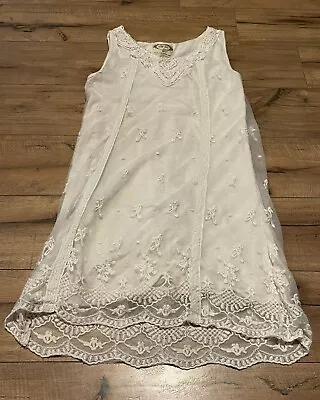 Mia Joy Joyfolie Girls Sleeveless Ivory Lace Lined Dress Size 10 ~ EUC • $24.99