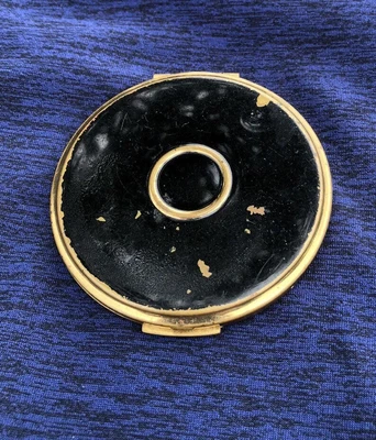 $3 • Buy Vintage Charles Of The Ritz Black & Gold Tone Blush Mirrored Compact. 1959