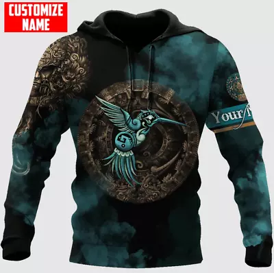 Personalized Mexico Aztec Blue Humingbird Aztec Mexican 3D Hoodie Size S-5XL • $26.55