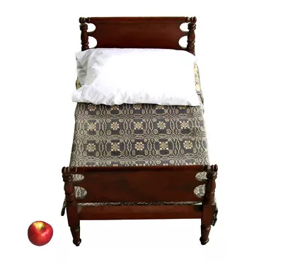 An Antique Miniature Doll's Bed 19th Century Cherry With Antique Coverlet • $295