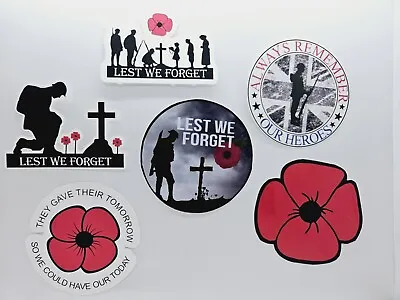 Remembrance Day Stickers Lest We Forget Sticker Poppy Car Window Bottle Stickers • £2.99