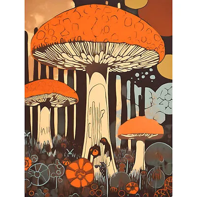 Mushroom Vintage Large Red Cap Fungi Earthy Aesthetic Art Canvas Print 18X24 • £18.99