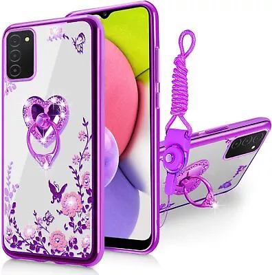 Funda Para Galaxy A03S Para Mujer Con De Cristal Suave Tpu Bling Lindo Mariposa • $19.71