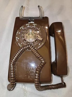 Vintage 1975 ITT 554 Cocoa Brown Rotary Dial Wall Phone + ITT Handset NEW OS • $99.99