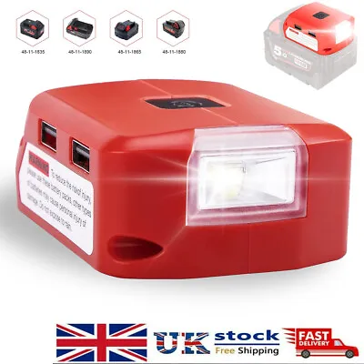 £15.99 • Buy Dual USB Ports Phone Charger For Milwaukee M18 18V-20V Li-ion Battery Adapter
