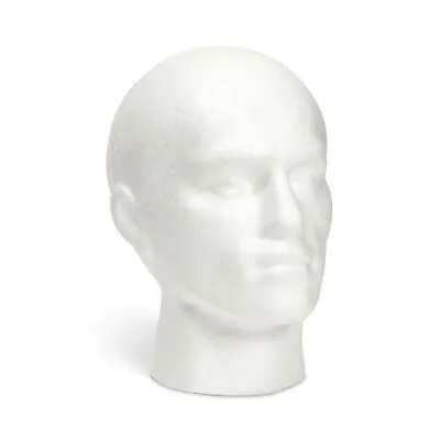 Male Foam Head Form Mannequin Display For Masks Hats Wigs (White 9x11 In) • $17.99