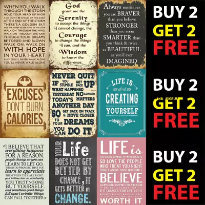 Metal Plaques Posters Signs Retro Motivation Inspiring Quotes Sayings A4 Prints • £2.99