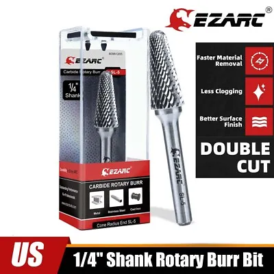 1/4'' Shank Double Cut Tungsten Carbide Rotary Burr Die Grinder Bit Taper W/CASE • $18.99