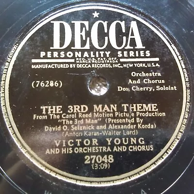 78 Rpm Decca 27048 Victor Young Orchestra 3rd Third Man Theme Mona Lisa E+ • $9.99