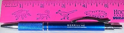 Merrill Lynch Blue Pen Bull Logo Fingergrip Pocket Clip Push Button Stylish • $16.99
